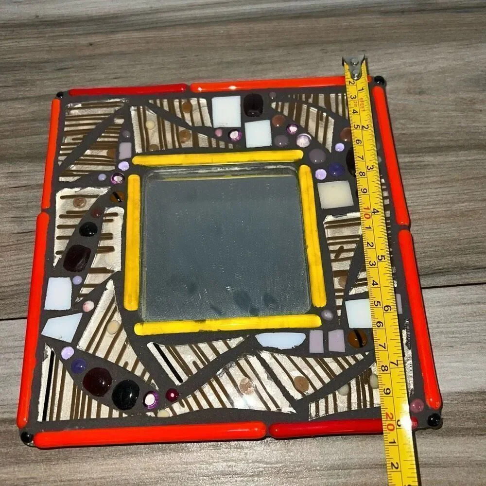 Abstract Signed Mirror Hand Made Ginger Kelly 2019 Artisan made 3D Brown Orange